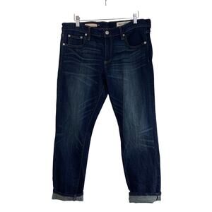 Gap 1969 Jeans Womens 31 R Girlfriend Lunar Tapered Leg Selvedge Denim Dark Wash